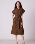 Treven  Dress - Olive Brown