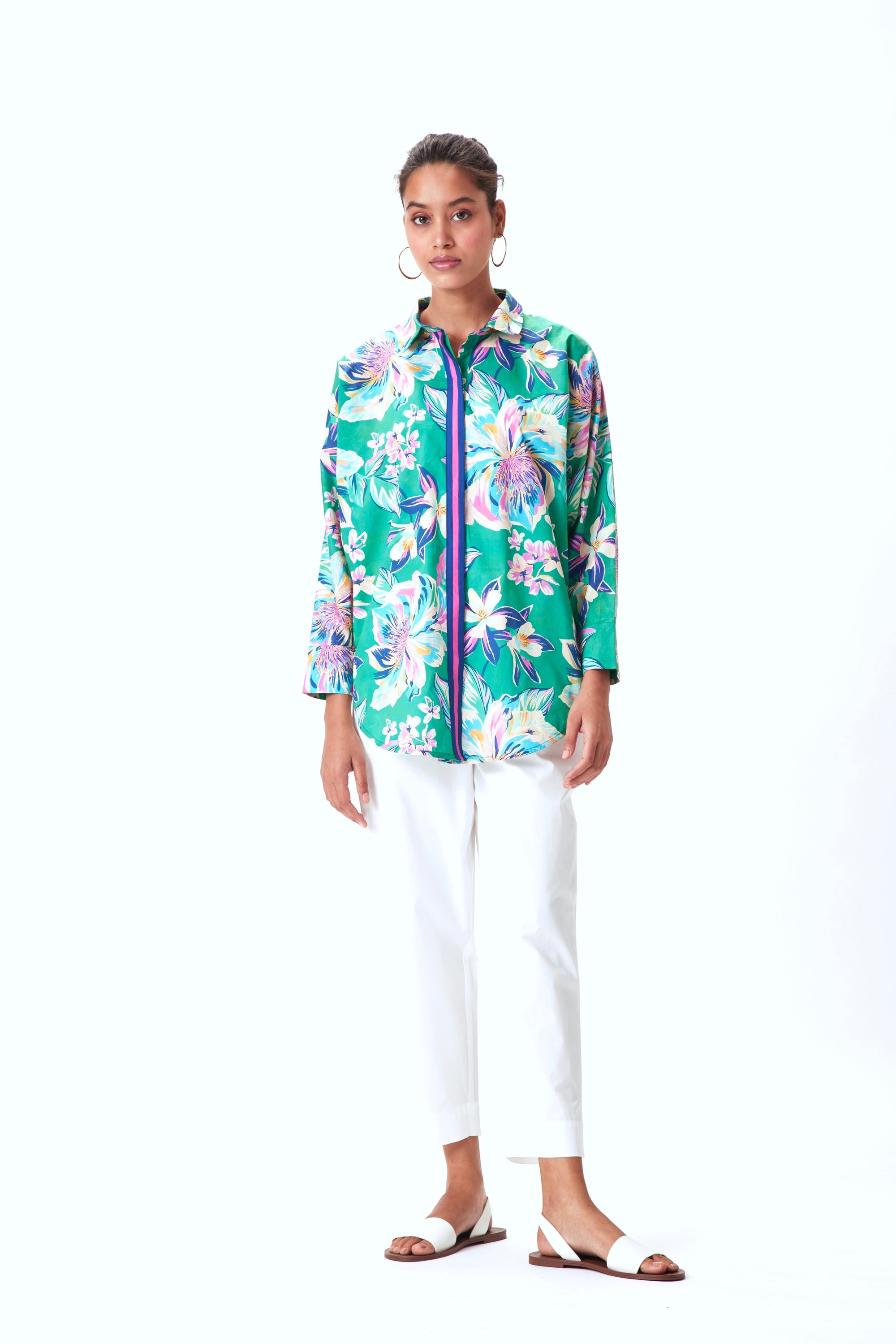 Lexy Shirt - Green Floral