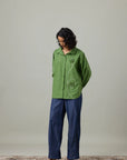 Gemma Applique Shirt In Moss Green