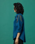 Jules Applique Shirt In Teal