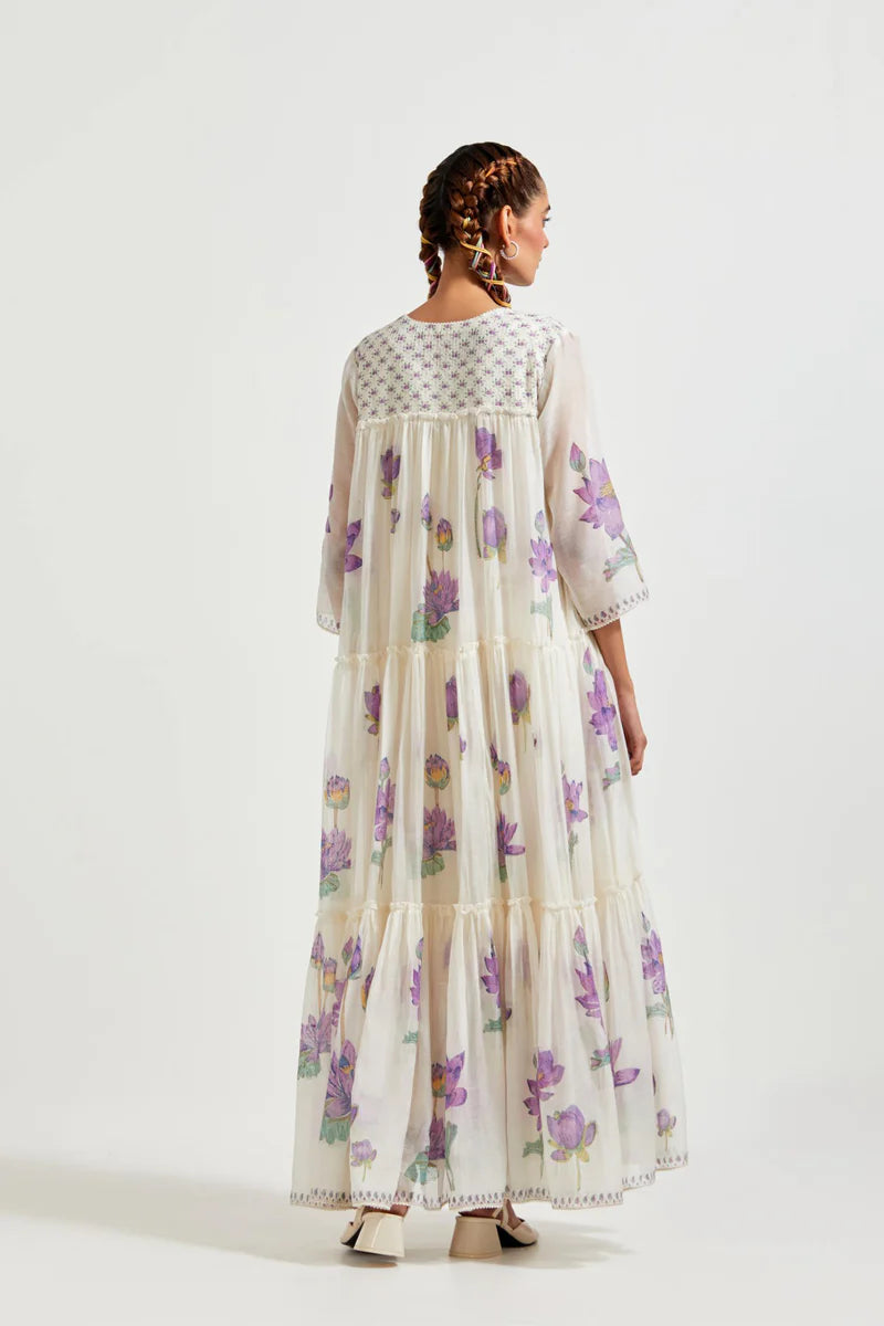 PURPLE THREE TIERED KURTA SET
