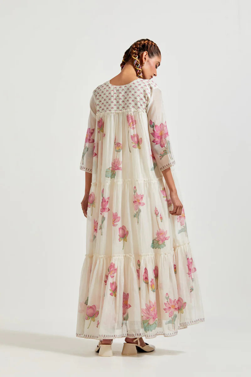 PINK THREE TIERED KURTA SET