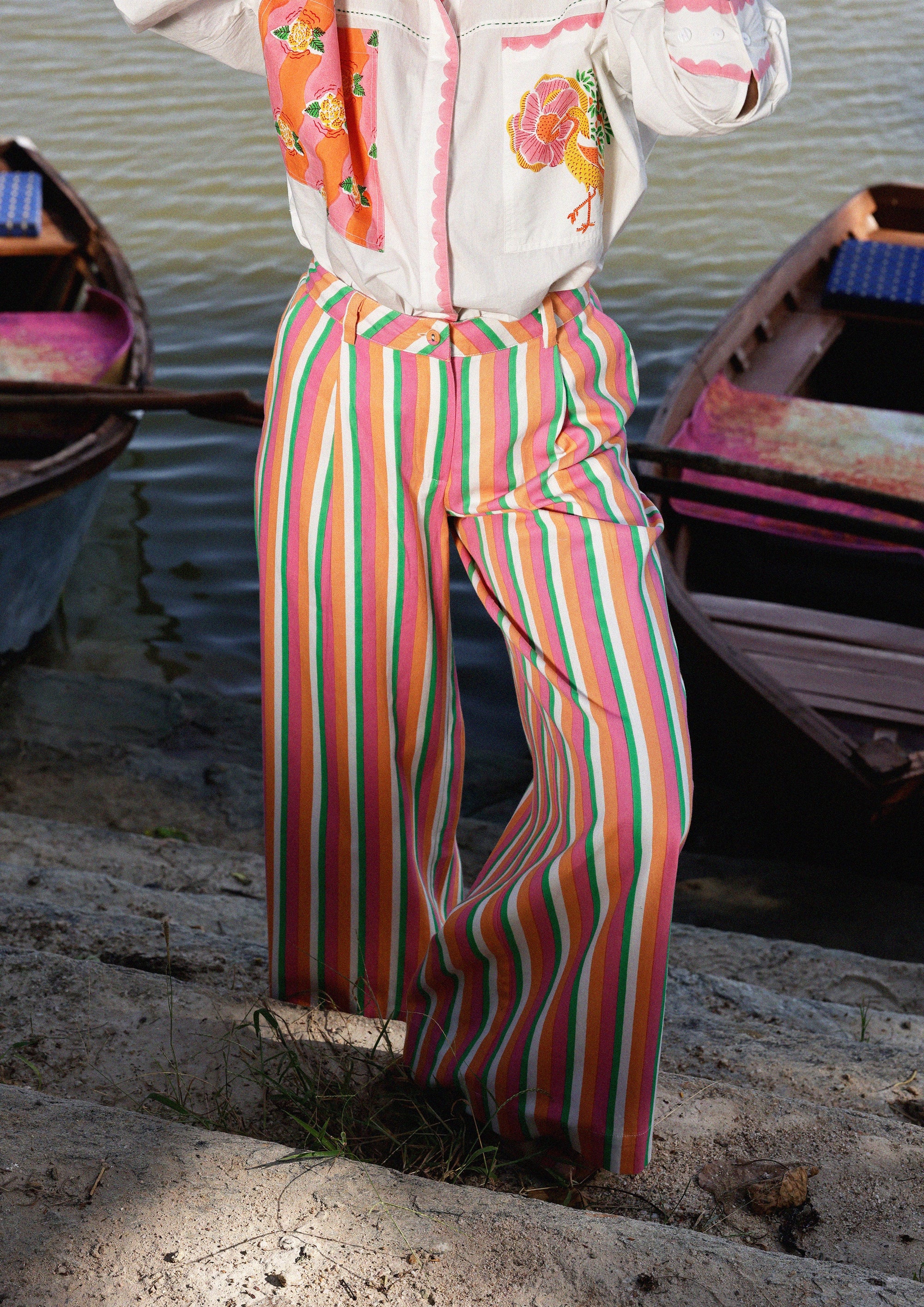 Amer Pants In Multicolour Stripes