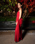 Scarlet Red sleeveless short kurta set