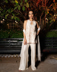 Ivory Sleeveless Short Kurta Set