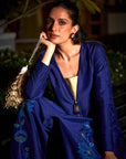 Navy Blue Patchwork Tunic Set