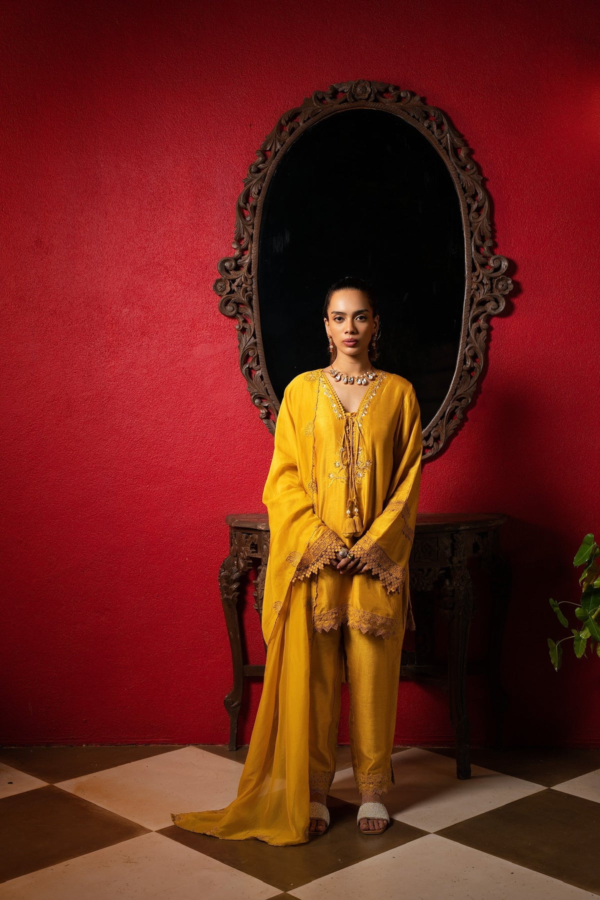 Sunshine Yellow Embroidered Short Kurta Set