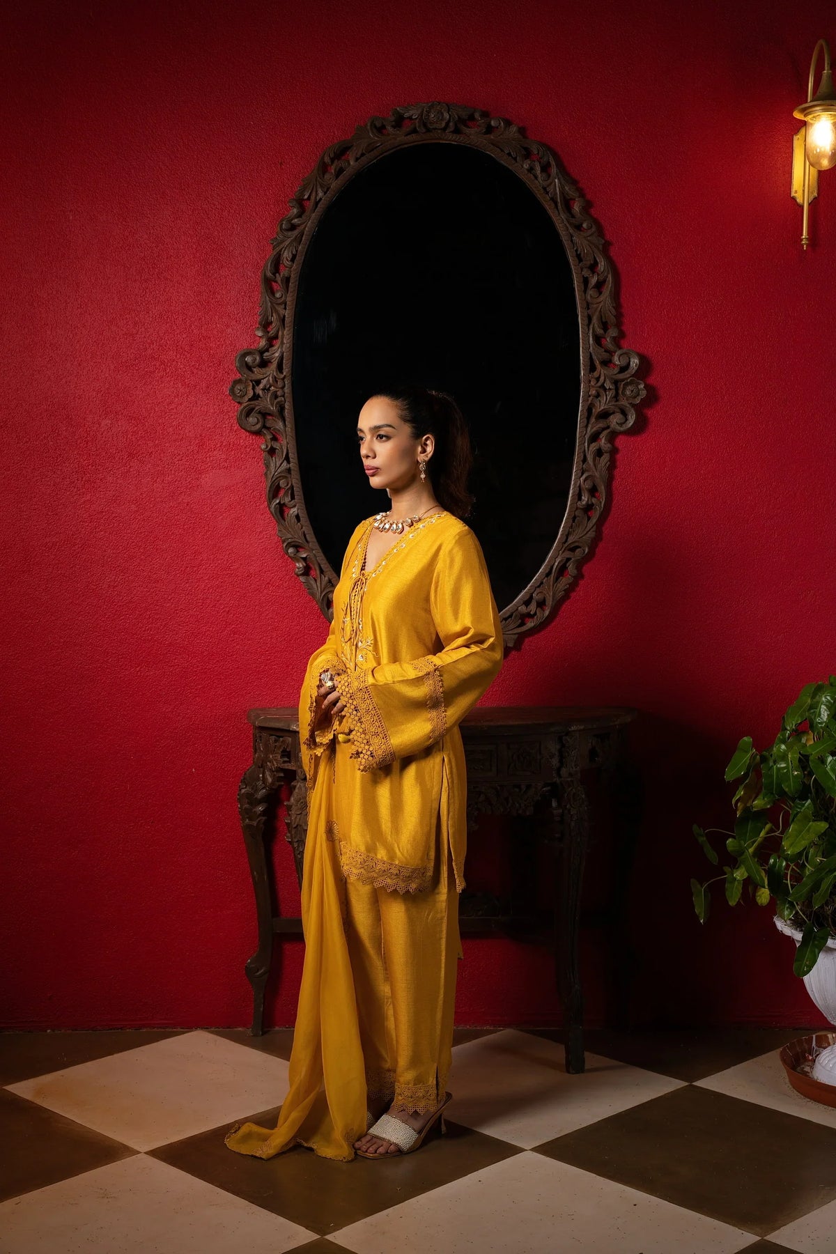 Sunshine Yellow Embroidered Short Kurta Set