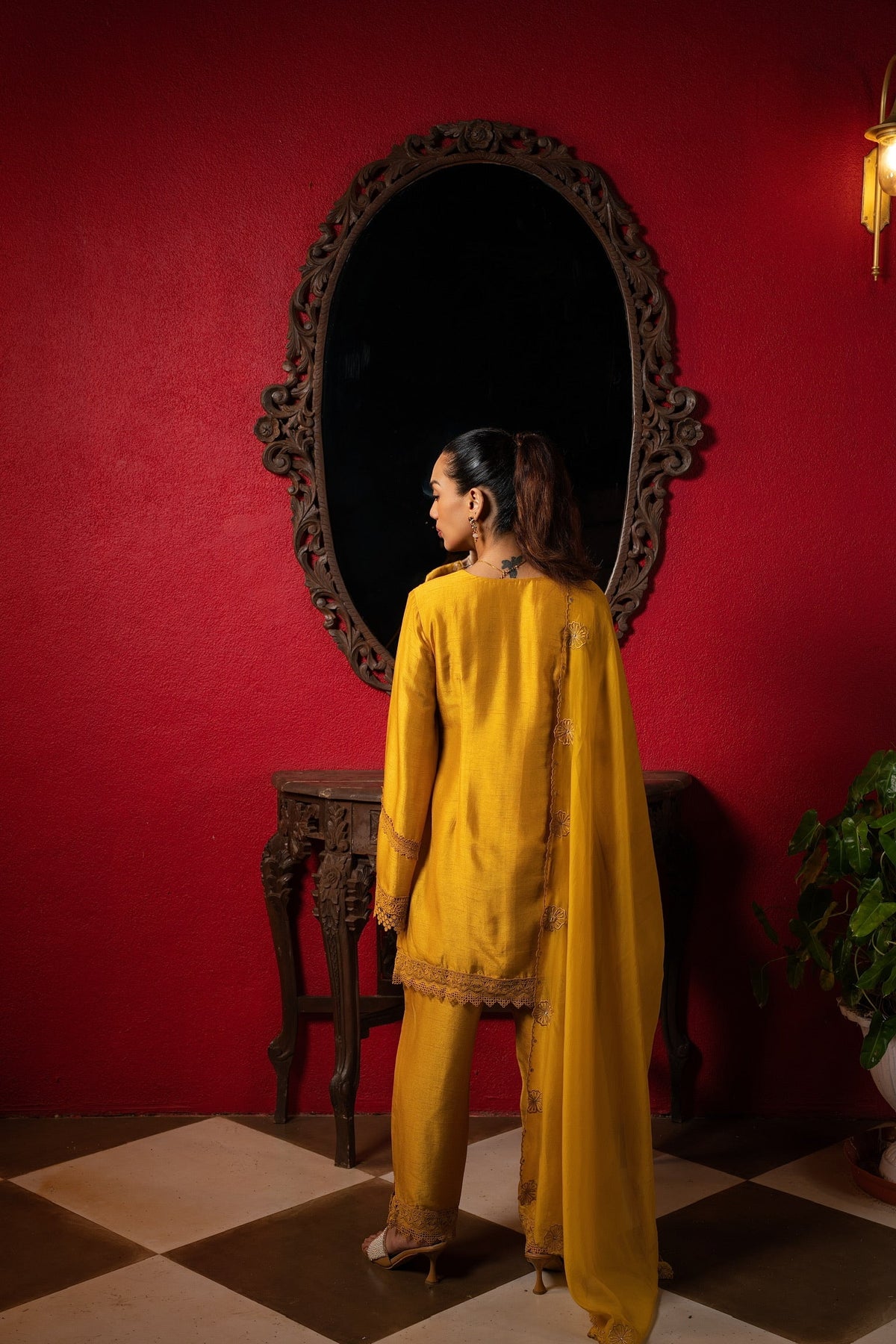 Sunshine Yellow Embroidered Short Kurta Set