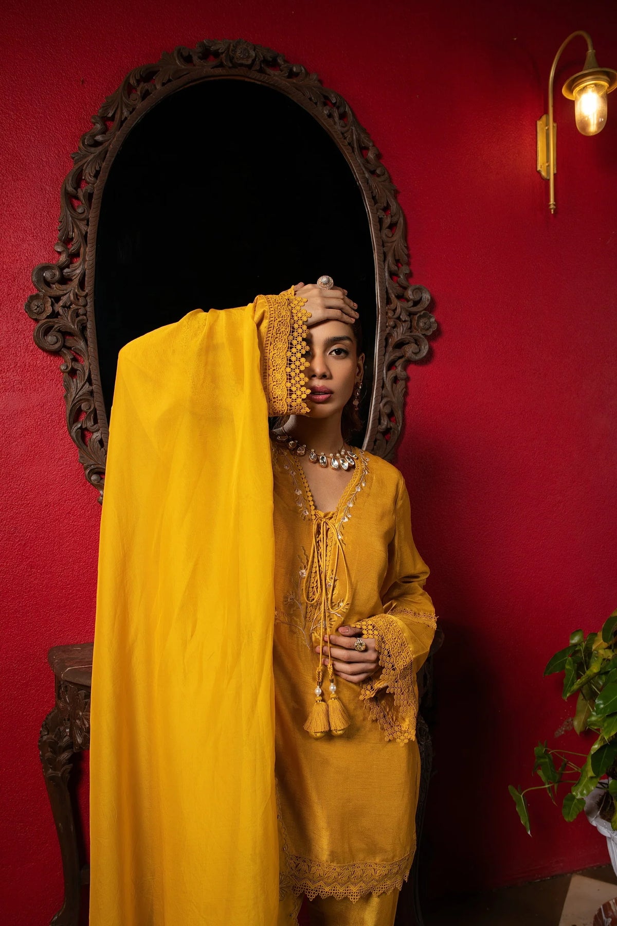 Sunshine Yellow Embroidered Short Kurta Set