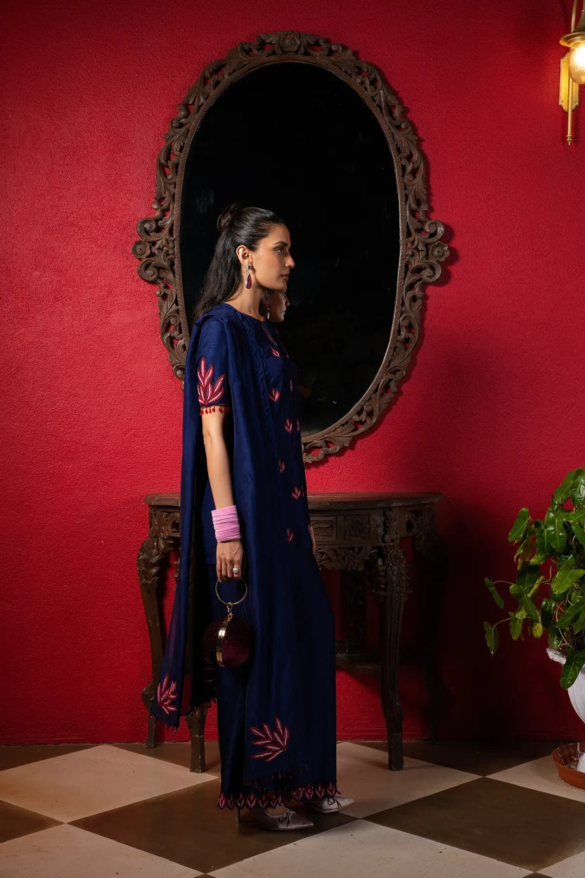 Celestial Blue Embroidered Short Kurta Set