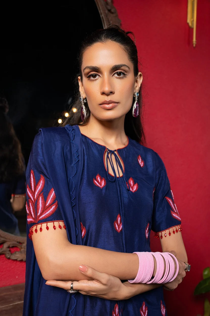 Celestial Blue Embroidered Short Kurta Set