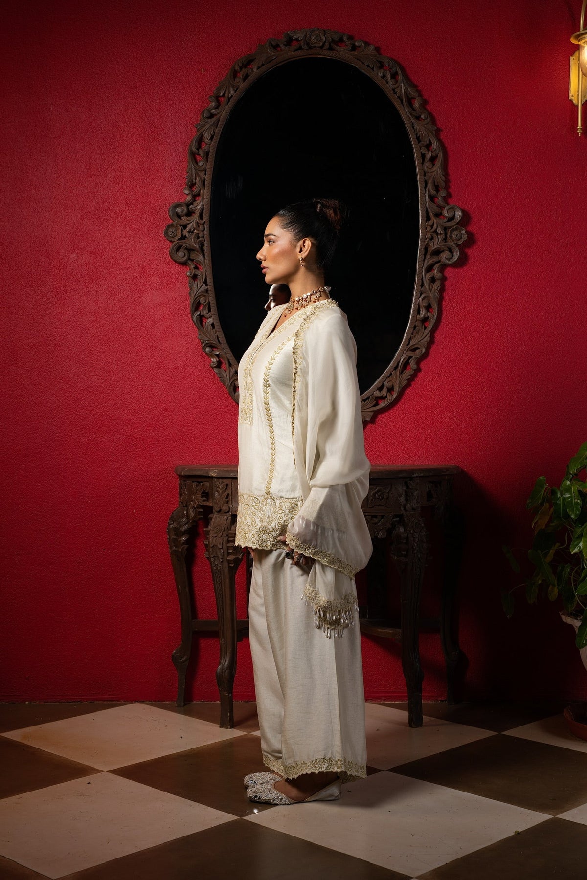 Sage Green Embroidered Short Kurta Set