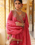 Ahista Pink Printed Angrakha Sharara Set