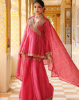 Ahista Pink Printed Angrakha Sharara Set