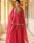 Ahista Pink Printed Angrakha Sharara Set