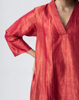 Ananyata Gradient Stripe V-Neck Tissue Kurta