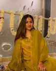 ANISHA SETHI IN SUHANI MUSTARD TISSUE HANDCRAFTED KURTA SET