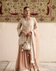 Beige Lucknowi Short Kurti With Sharara
