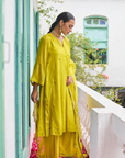 Lime Zardozi Embroidered Kurta Set