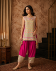 Beige Short Tunic With Farshi Salwar