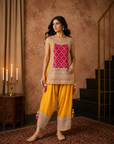 Pink Short Tunic With Orange Farshi Salwar