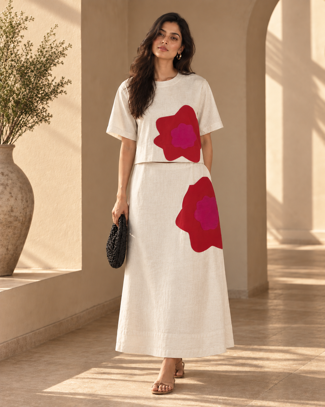 Off-White Midi Skirt Set