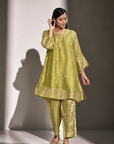 Jharokha Set In Lime Green