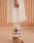 Ivory kurta set with floral embroidery