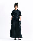 Velvet Blossom Belted Midi Dress