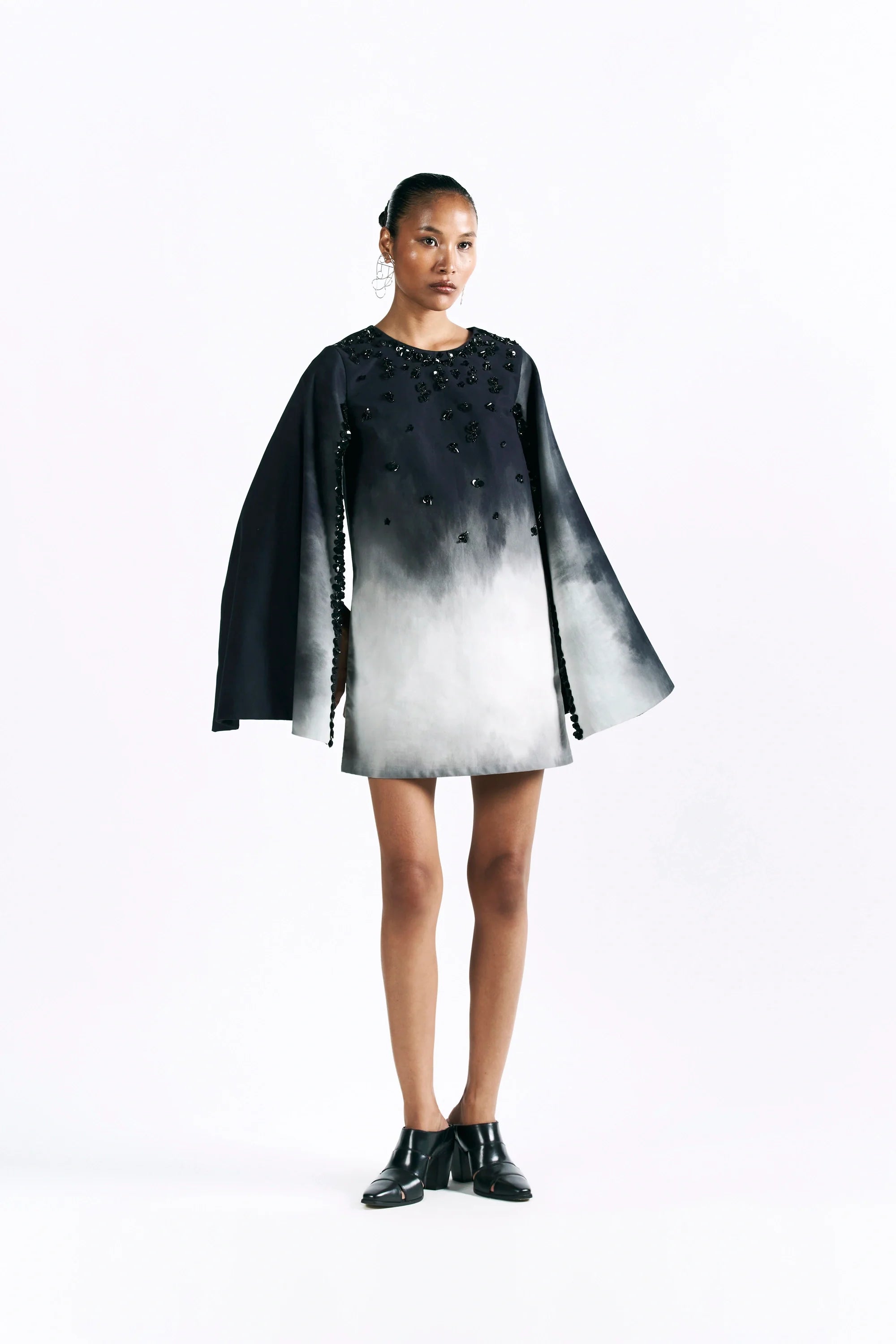 Midnight Wash Mini Cape Dress