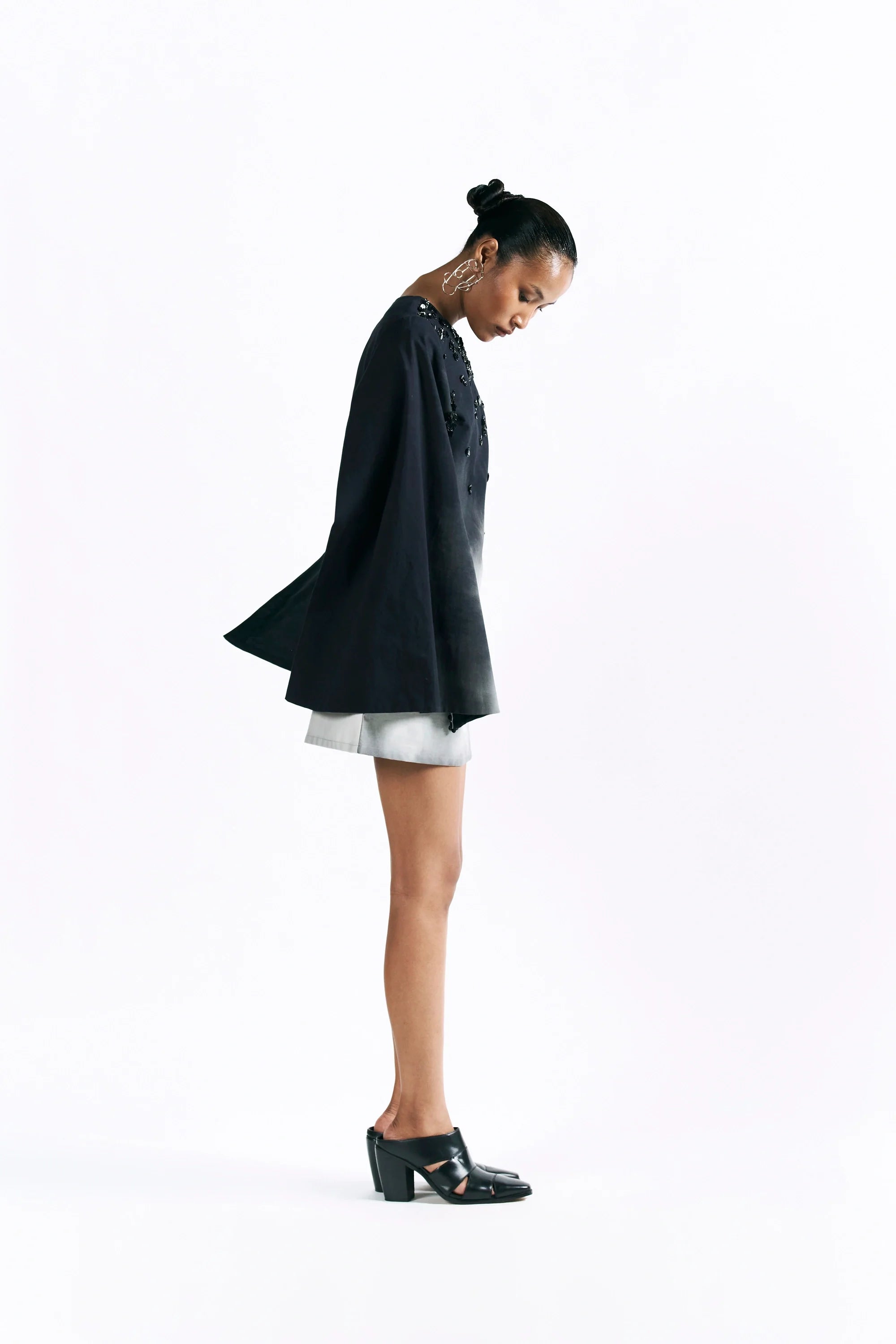 Midnight Wash Mini Cape Dress