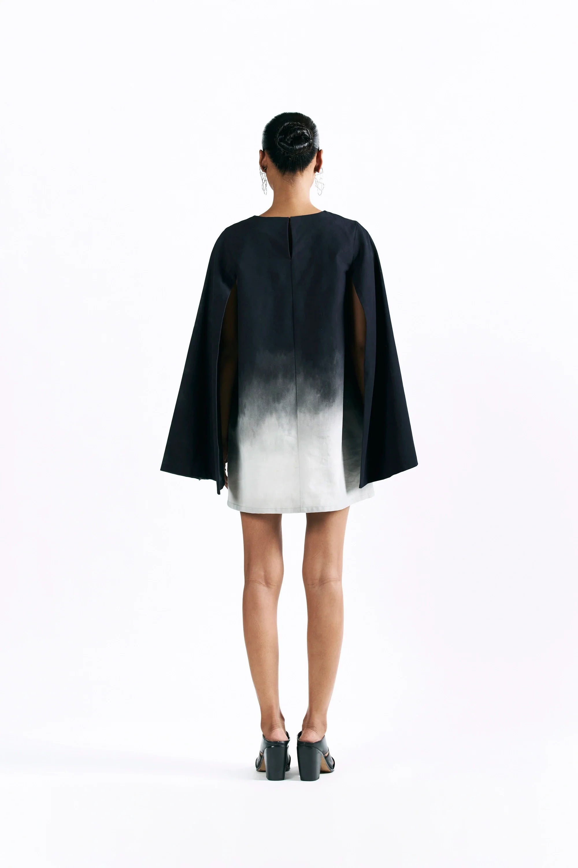 Midnight Wash Mini Cape Dress