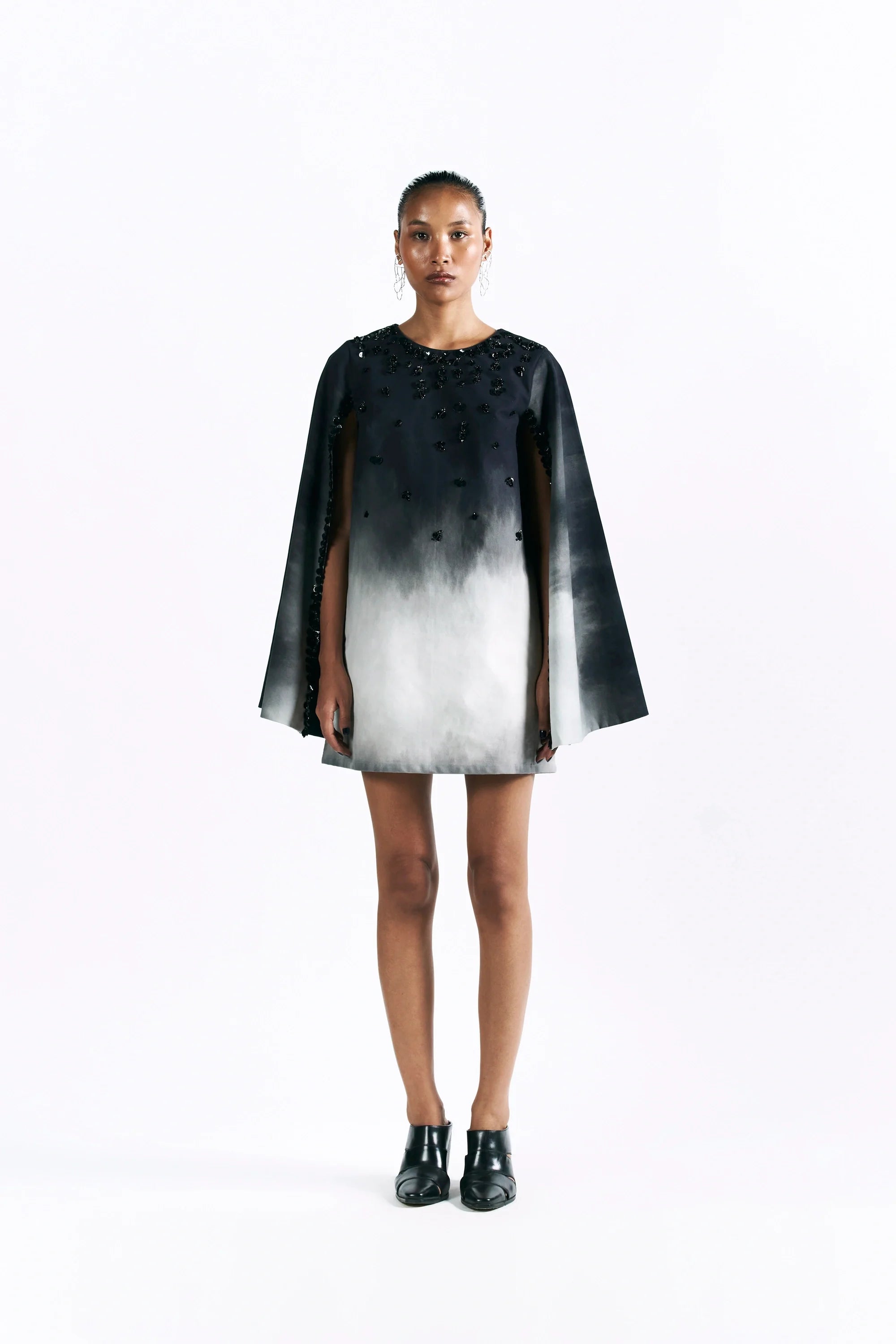 Midnight Wash Mini Cape Dress