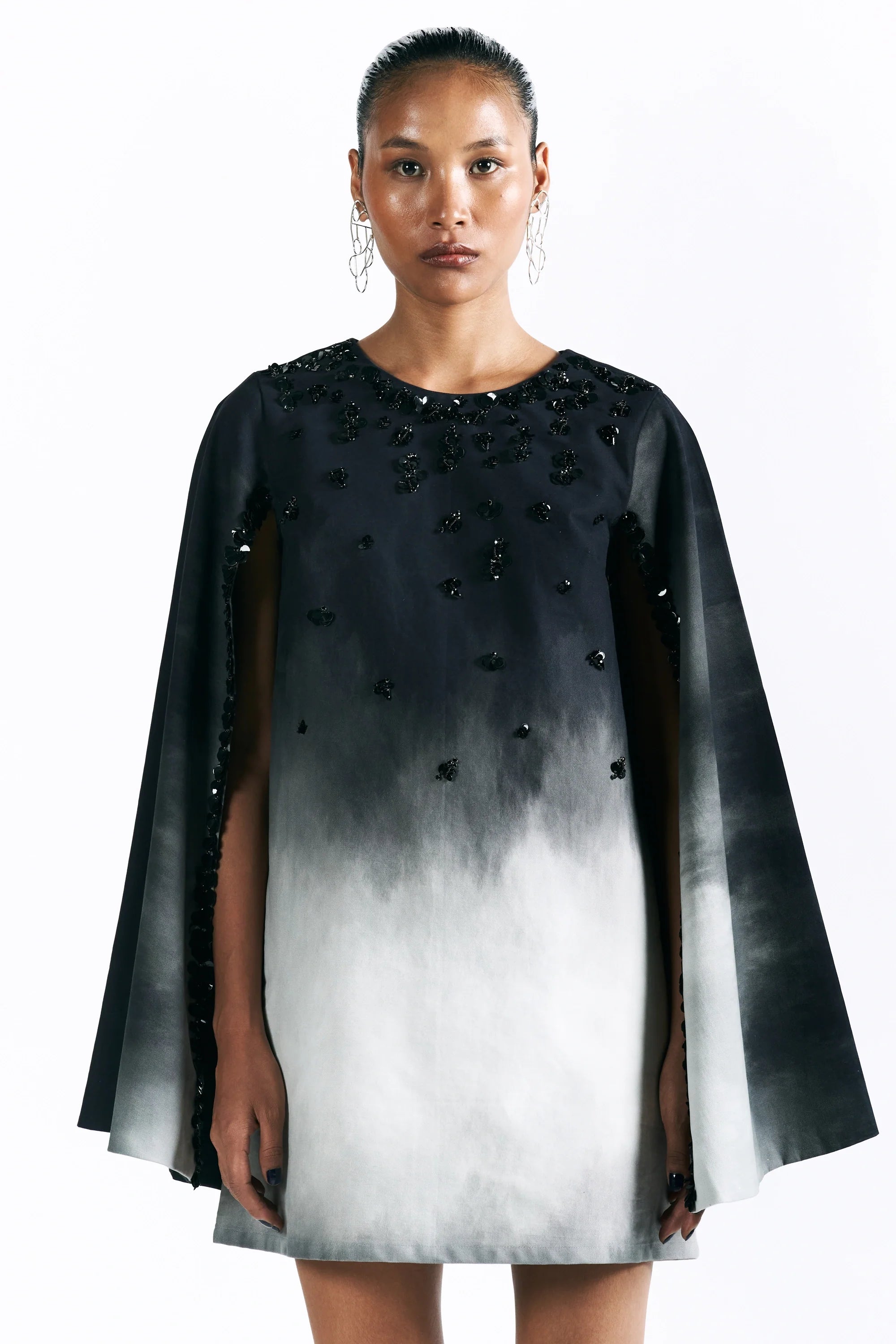 Midnight Wash Mini Cape Dress