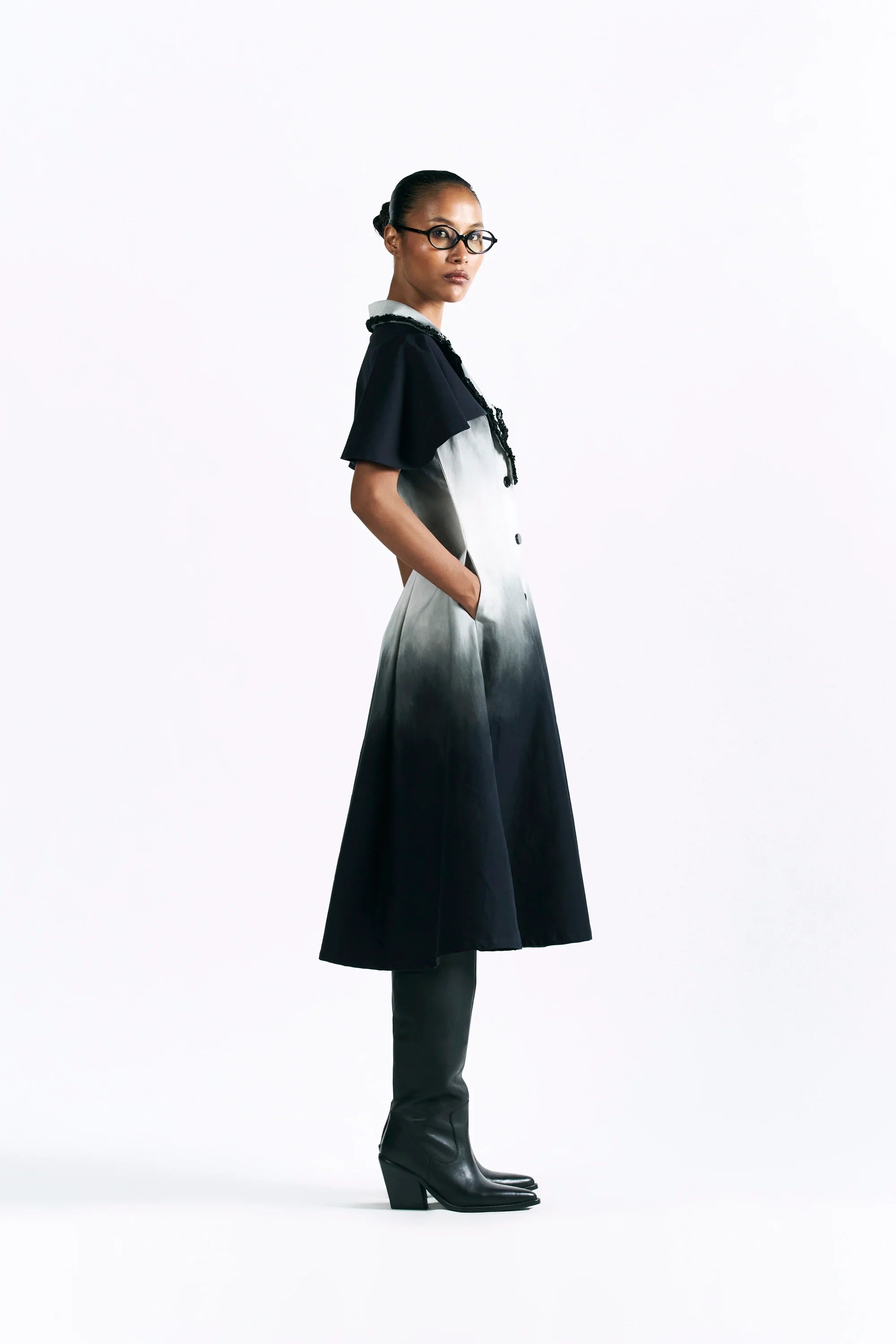 Midnight Wash Cape Dress