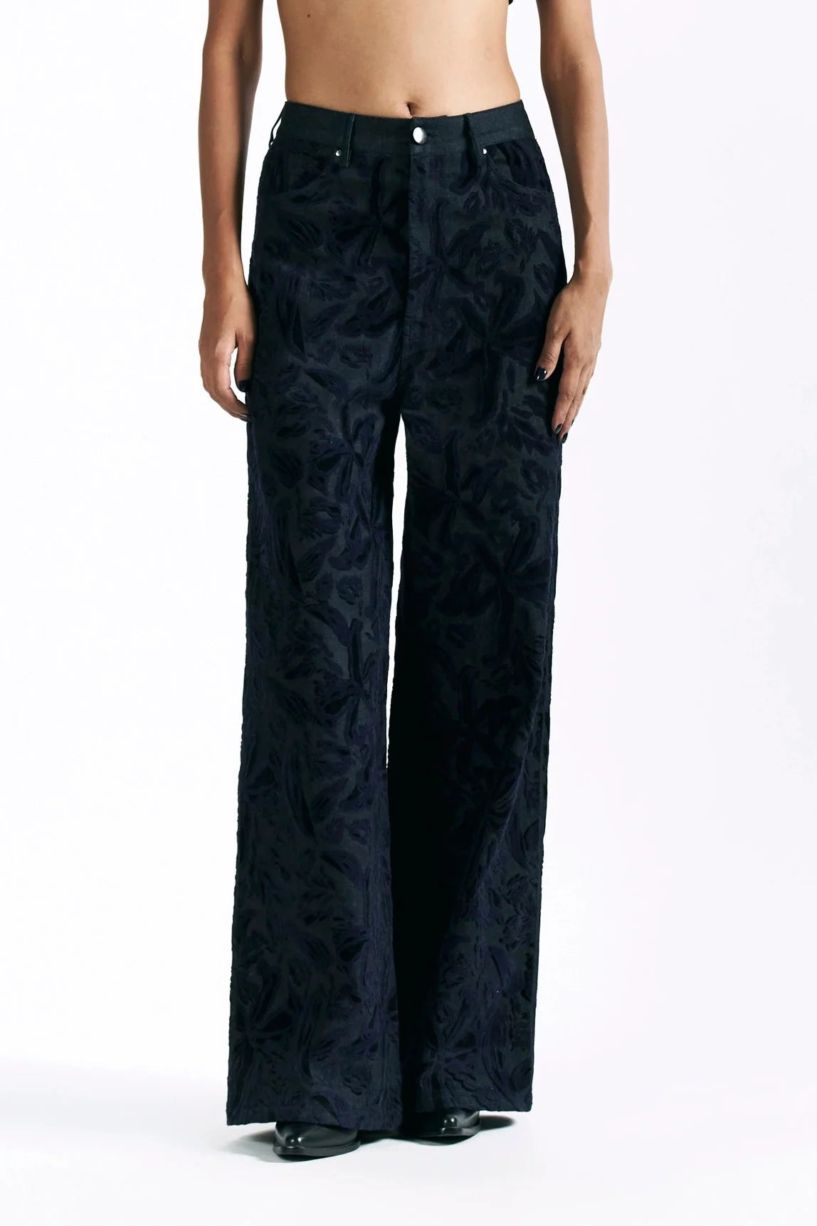 Velvet Blossom Straight Trousers