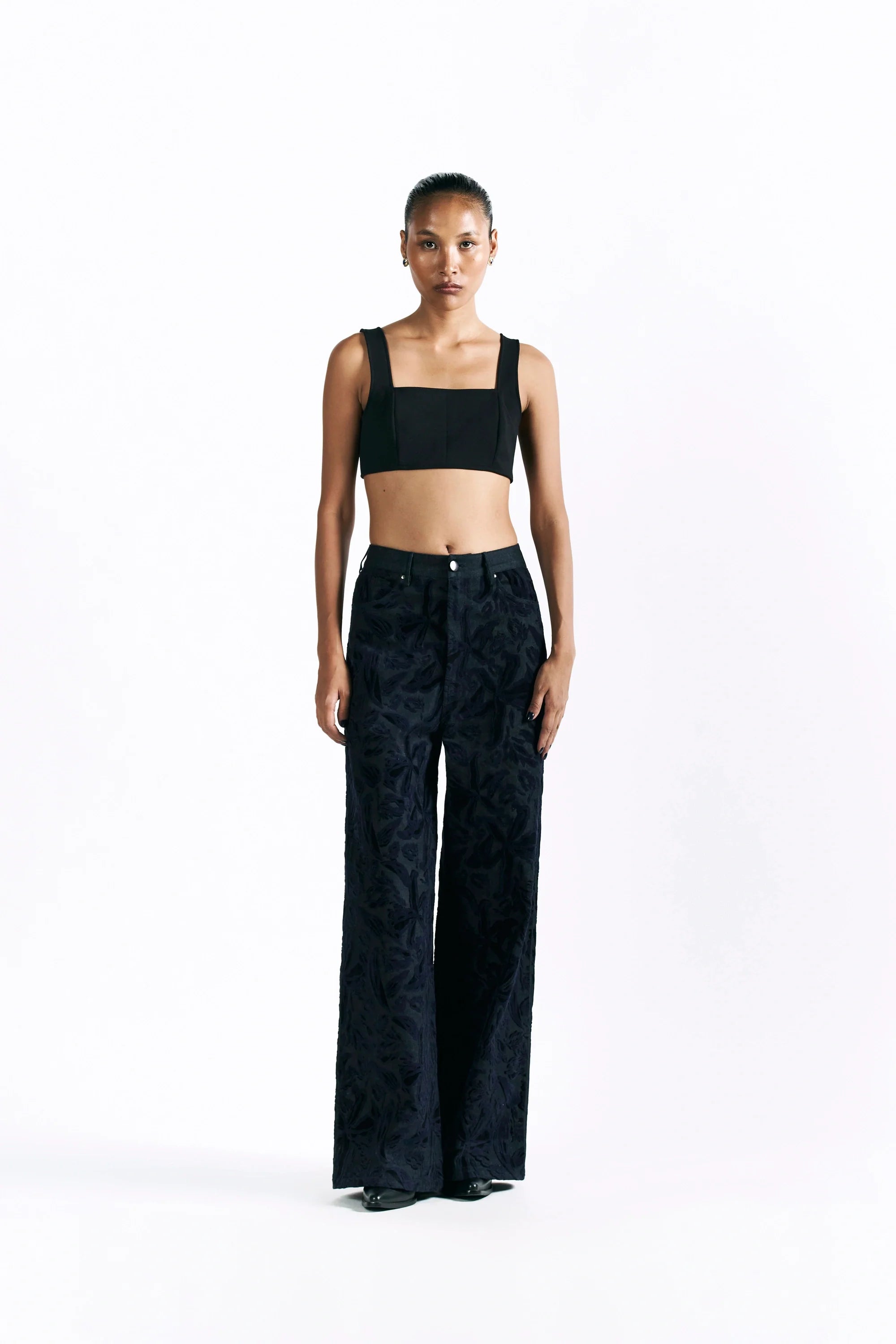 Velvet Blossom Straight Trousers