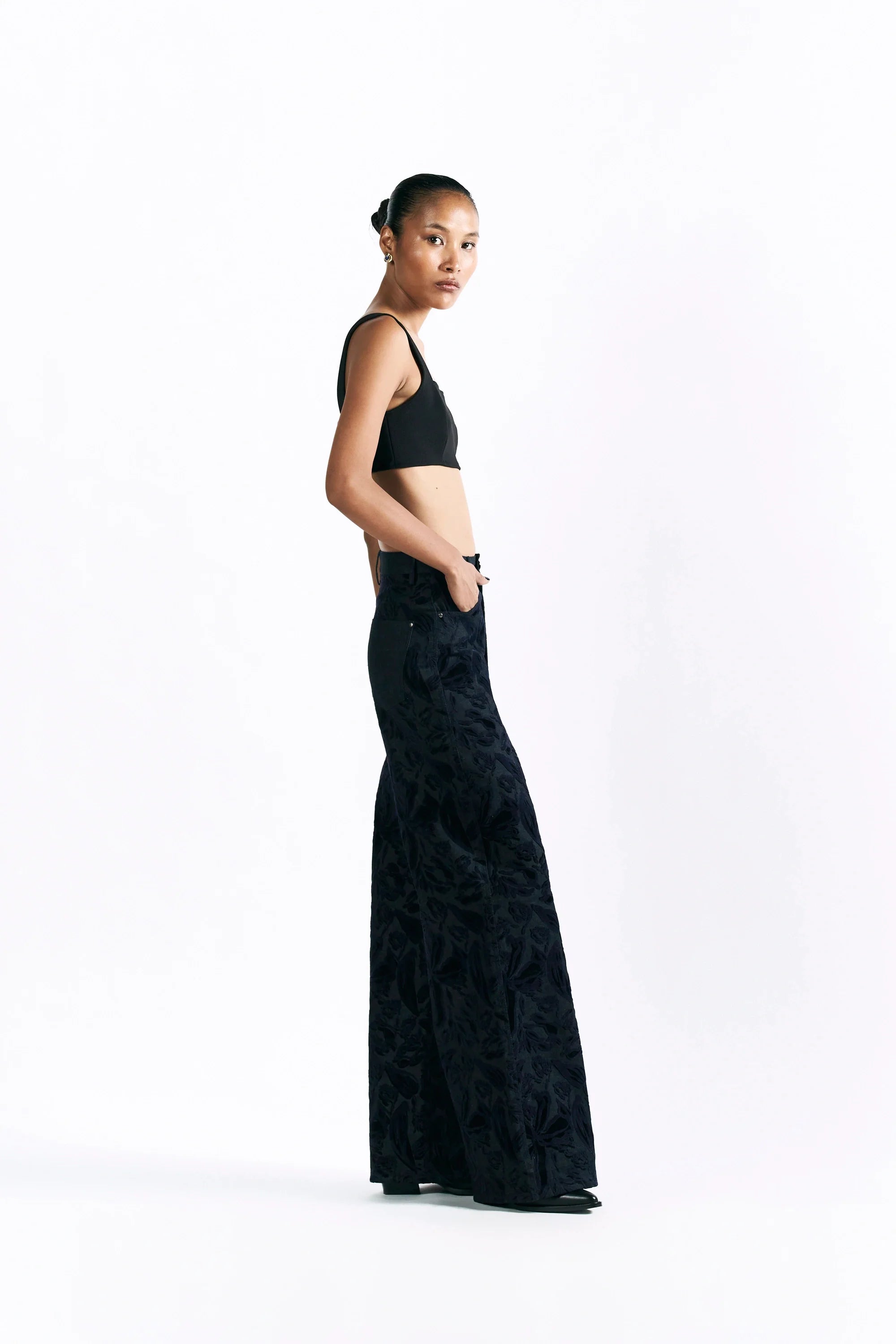 Velvet Blossom Straight Trousers