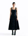 Velvet Blossom Midi Dress