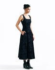 Velvet Blossom Midi Dress