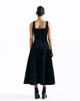 Velvet Blossom Midi Dress