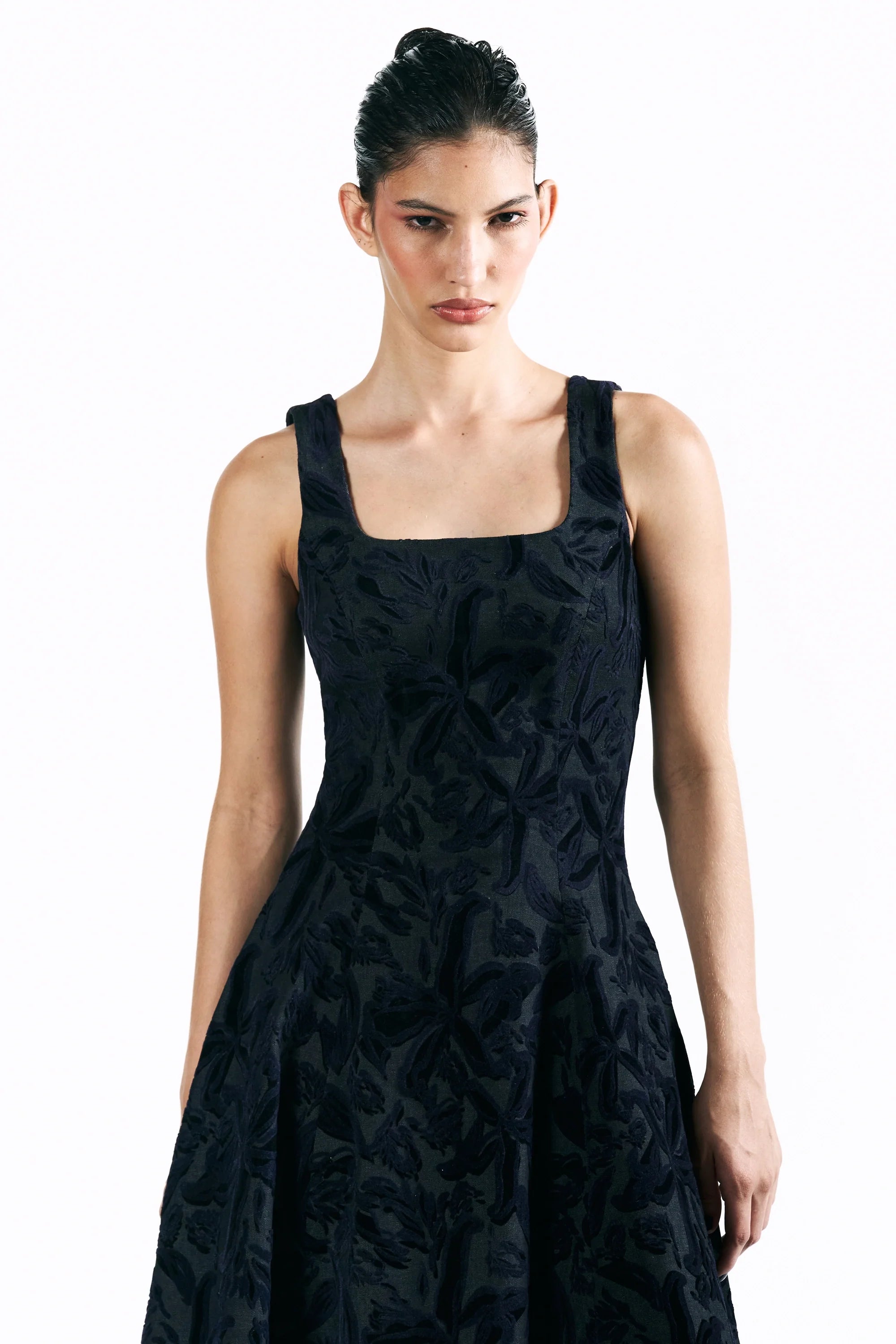 Velvet Blossom Midi Dress