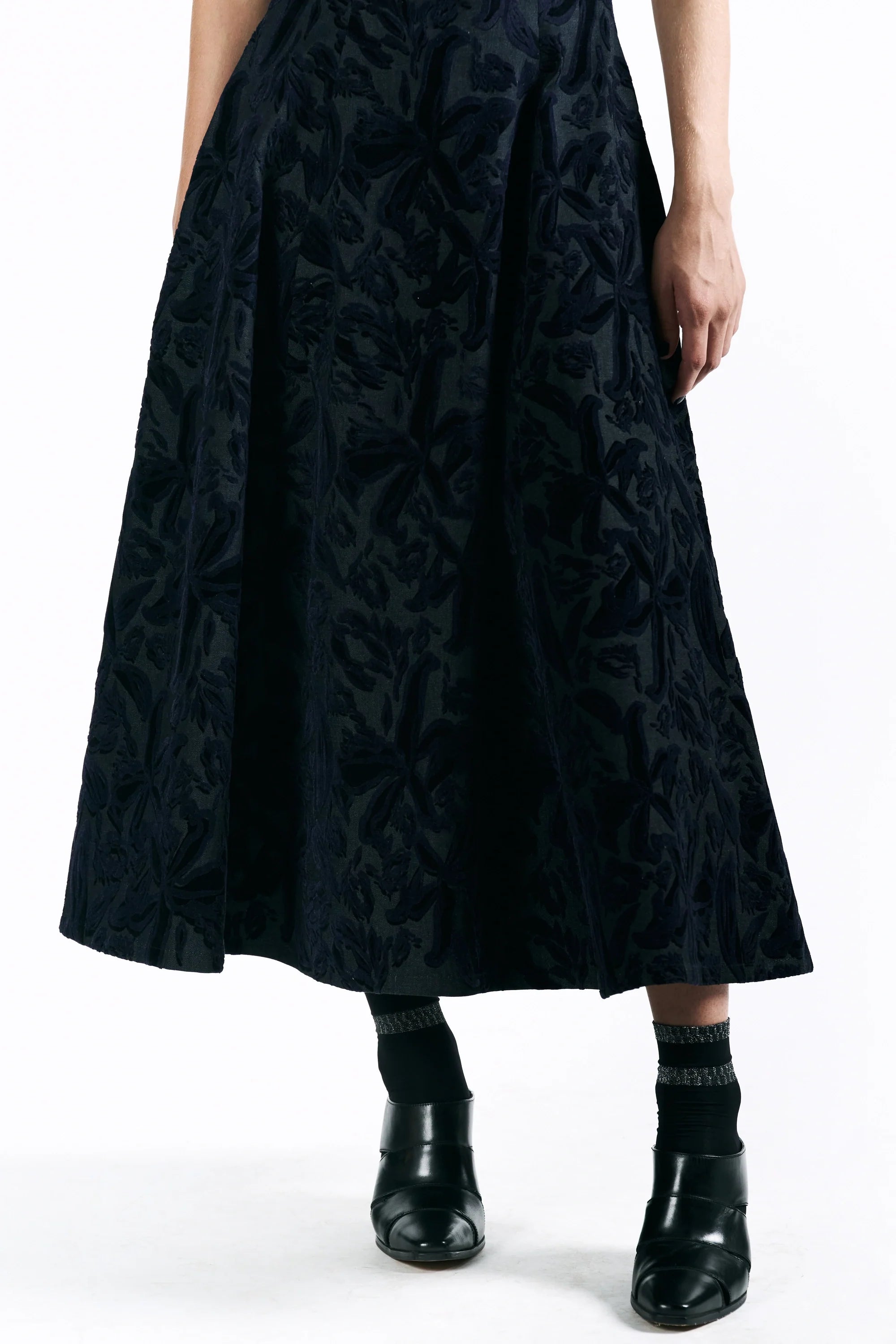 Velvet Blossom Midi Dress