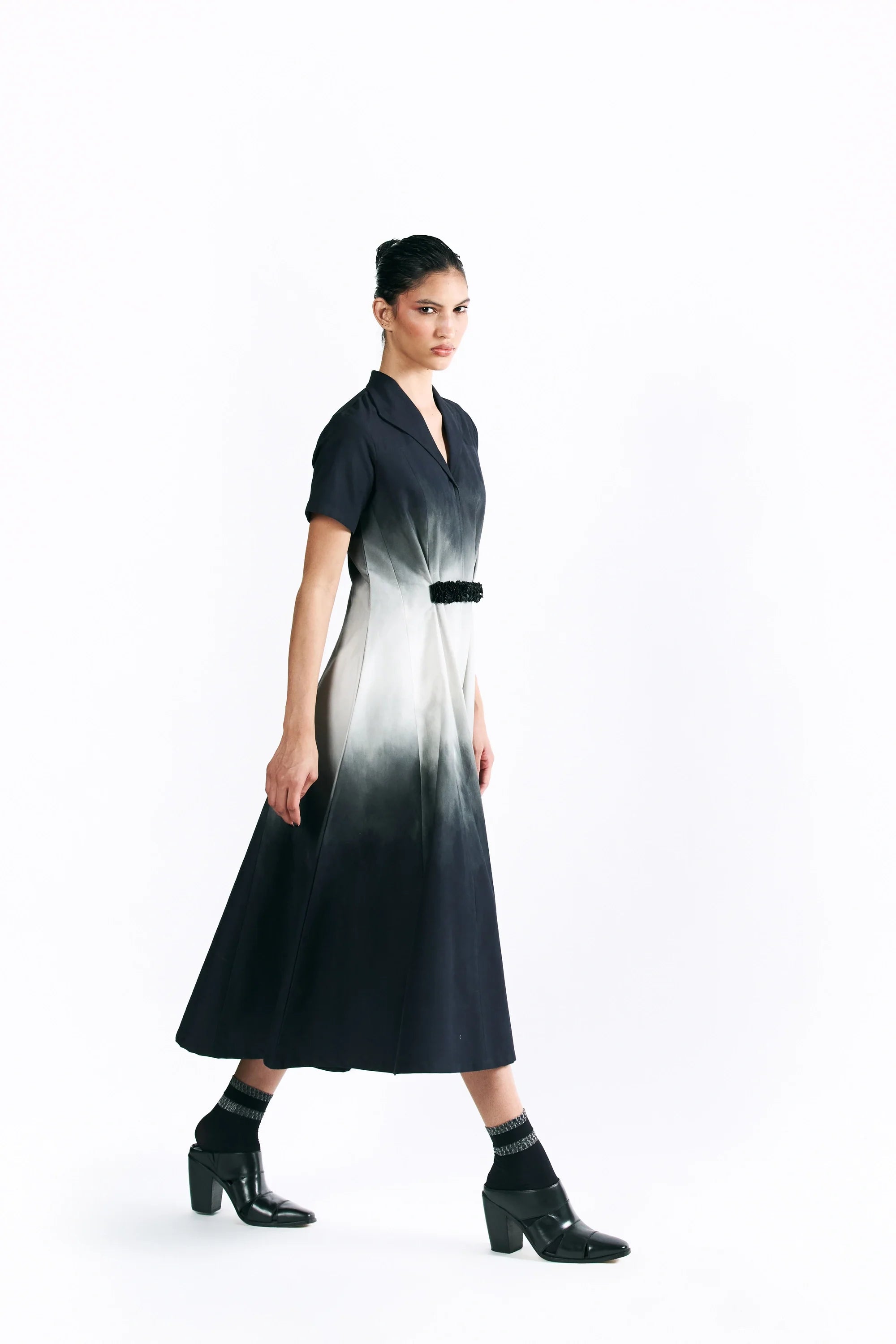 Midnight Wash Belted Midi Dress