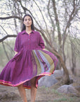 Lisbon Hand Woven Kala Cotton Dress with Asymmetrical Stripes