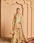 Pista Green Mayur Short Kurta With Sharara