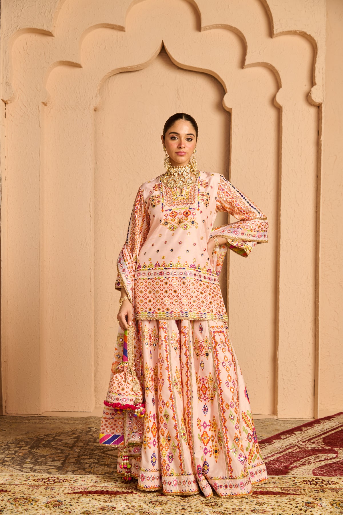 Powder Pink Mayur Sharara Set