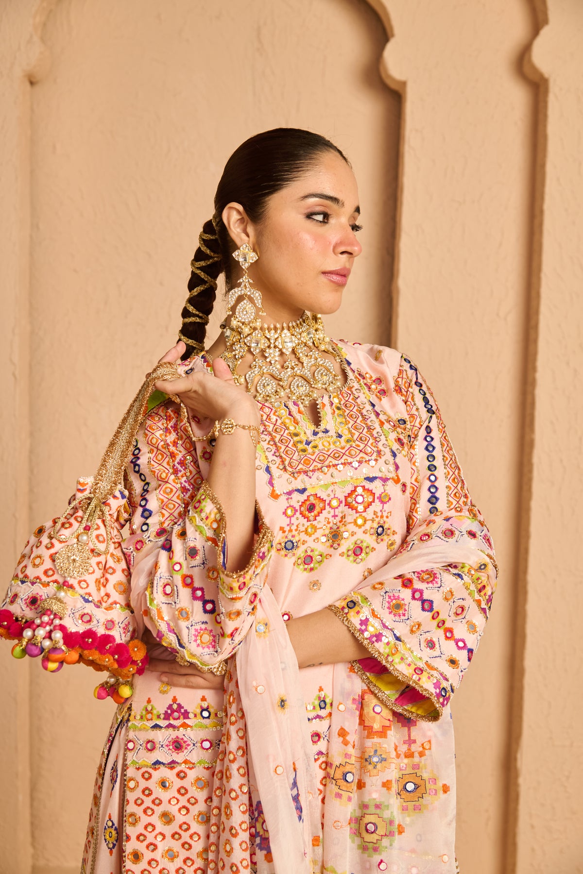 Powder Pink Mayur Sharara Set