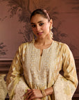 Mustard Dori Short Kurti With Tissue Garara Set